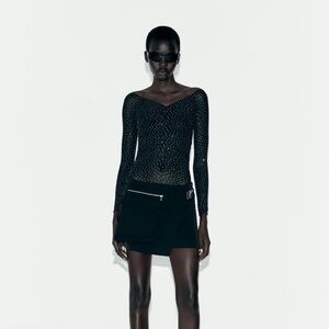 💟ZARA SEAMLESS RHINESTONE MESH BODYSUIT